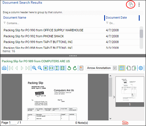 Web Client interface with the disabled Open in New Window button highlighted.